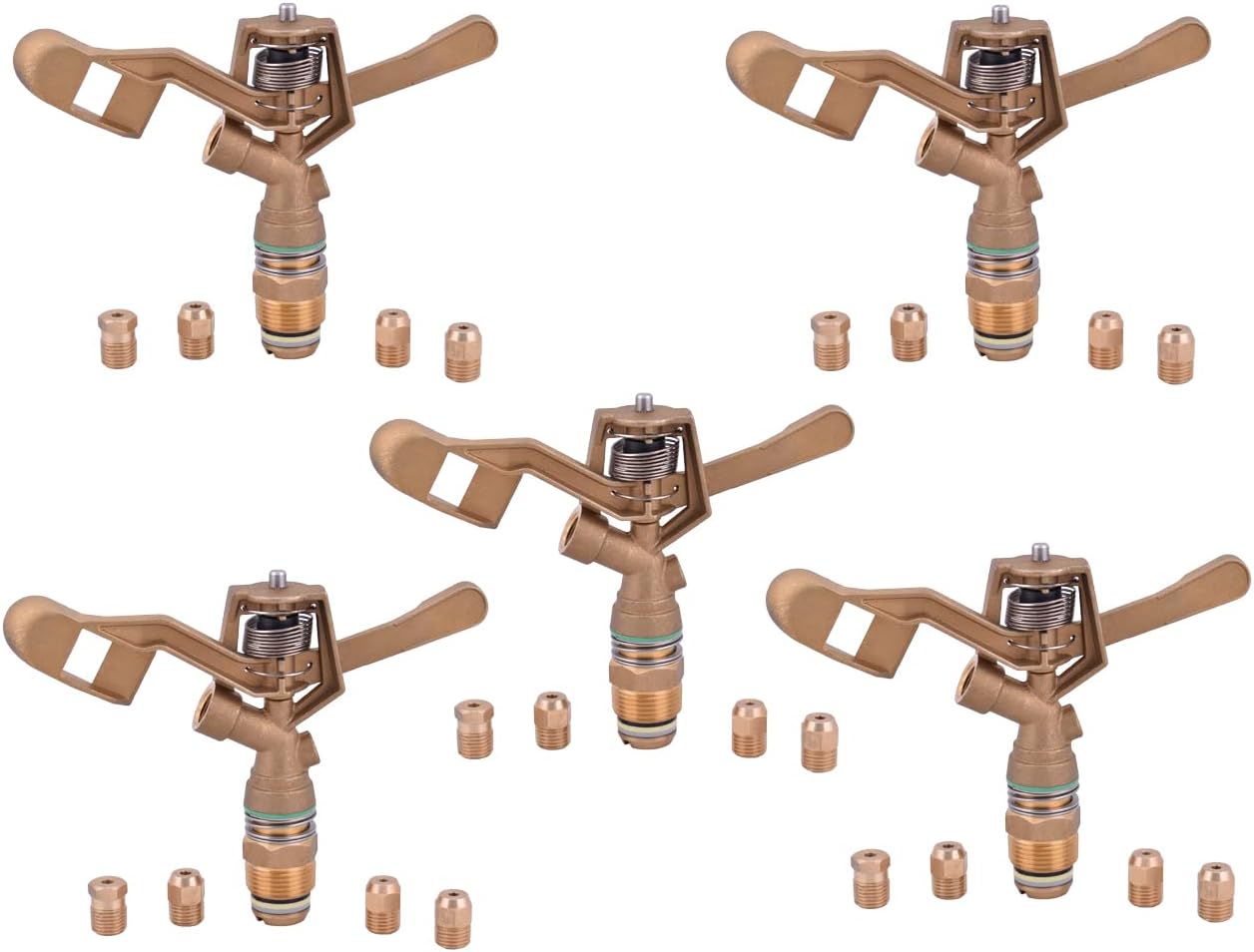 3/4-in Brass Impact Sprinkler with 4pcs Nozzles 1/8",9/64",5/32",11/64" (5 Pack)
