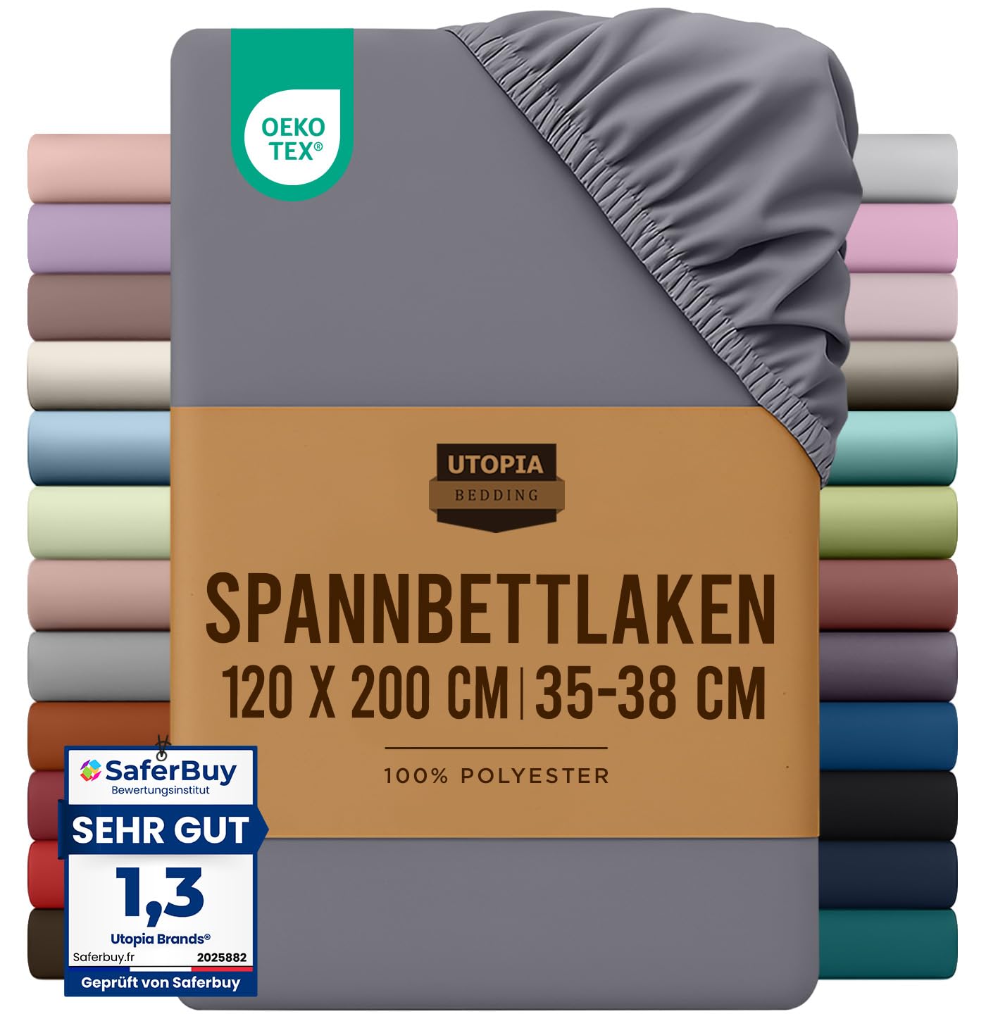 Utopia Bedding - Spannbettlaken 120x200cm - Grau