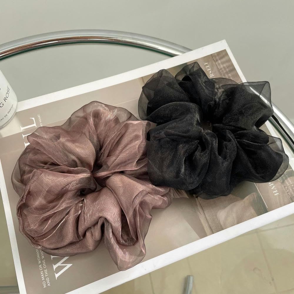 Coleteros para el cabello, lazos de satén para el pelo, lazos de seda para el pelo, anillos para trenzas, 4 unidades, color sólido, doble capa, accesorios para el cabello para mujer