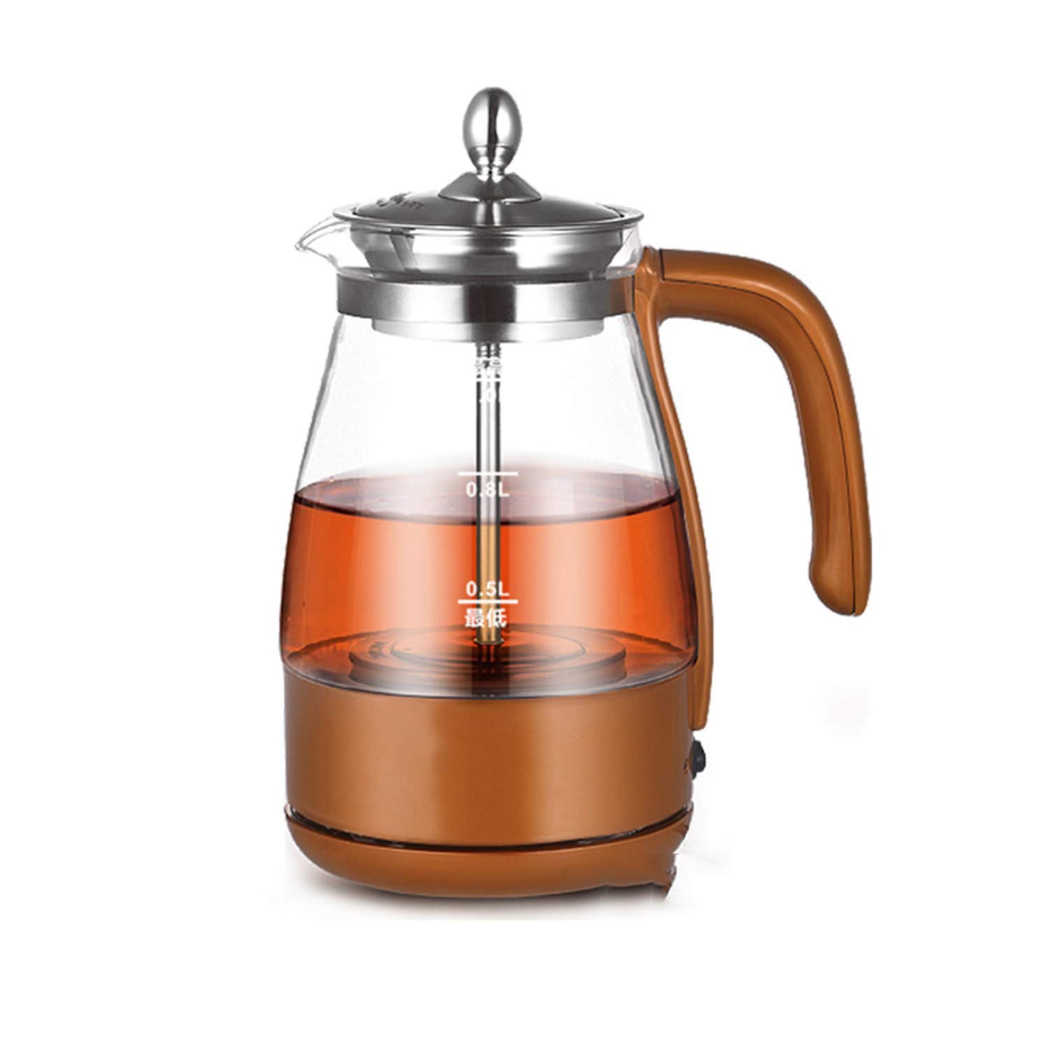 Hervidor de Cristal, con infusores for té Suelto, Juego de Tetera y Calentador 600 W