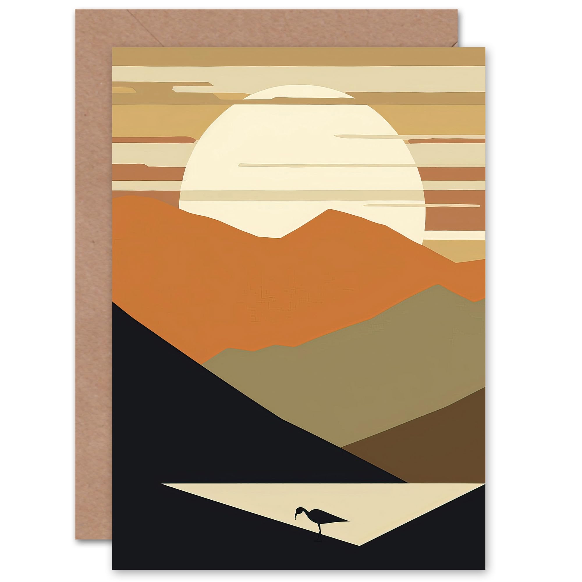 Artery8 Boho Sunset Landscape for Him or Her Man Woman Birthday Thank You Congratulations Blank Art Greeting Card
