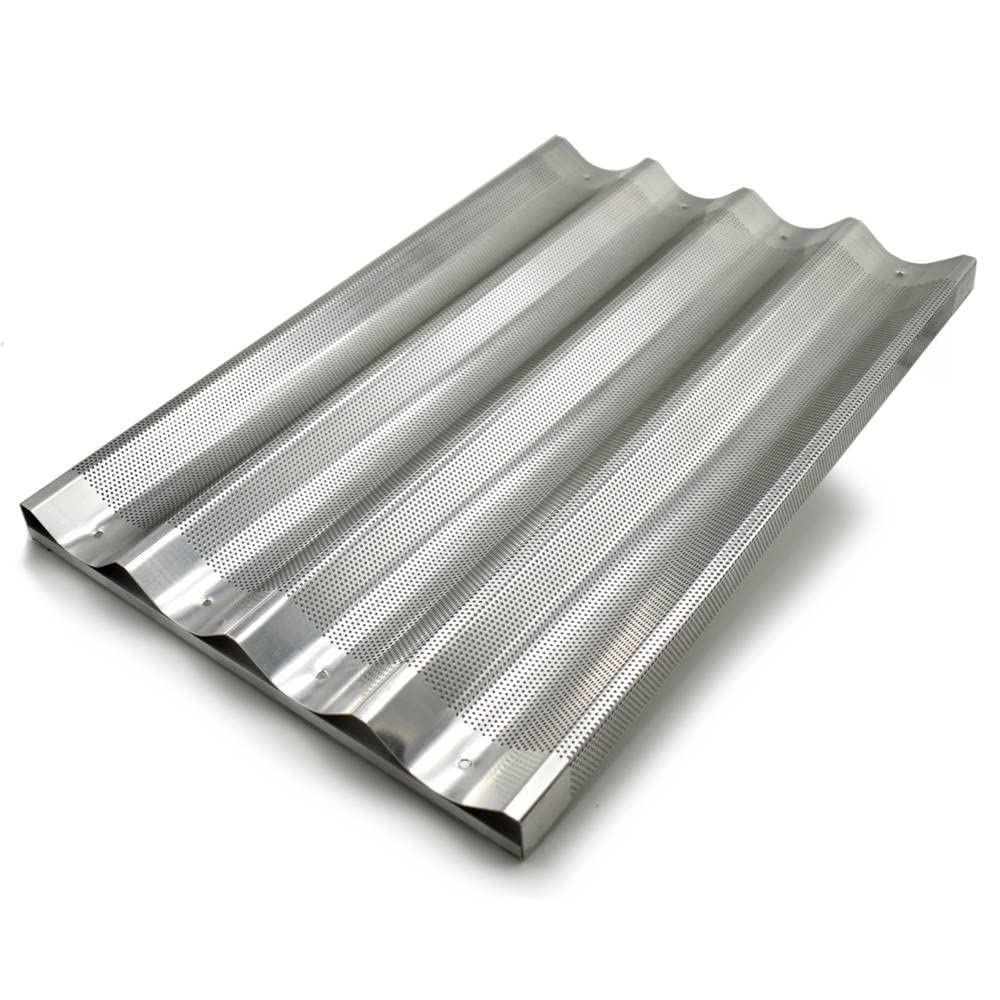 Plaque de cuisson perforée professionnelle, avec structure de renfort en aluminium, pour baguettes, 60 x 40 cm