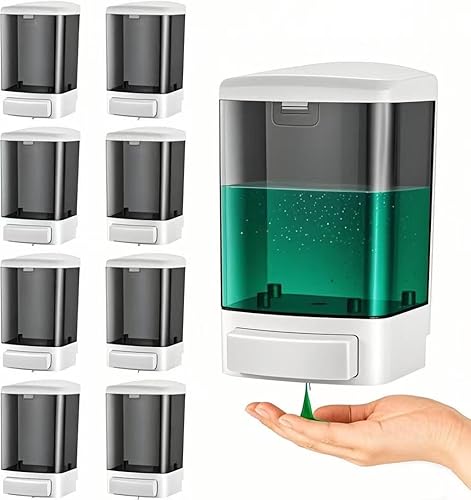 Miniatura 1 de Paquete de 8 dispensadores de jabón para pared, 33.8 onzas, dispensador de líquido de plástico de alta resistencia comercial para jabón, champú,