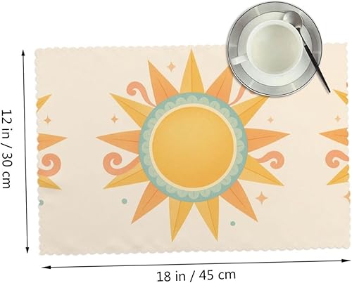 Miniatura 2 de Rectangular Placemats Set of 4, Heat Resistant Art Deco Sunshine Printed Kitchen Dining Table Mats
