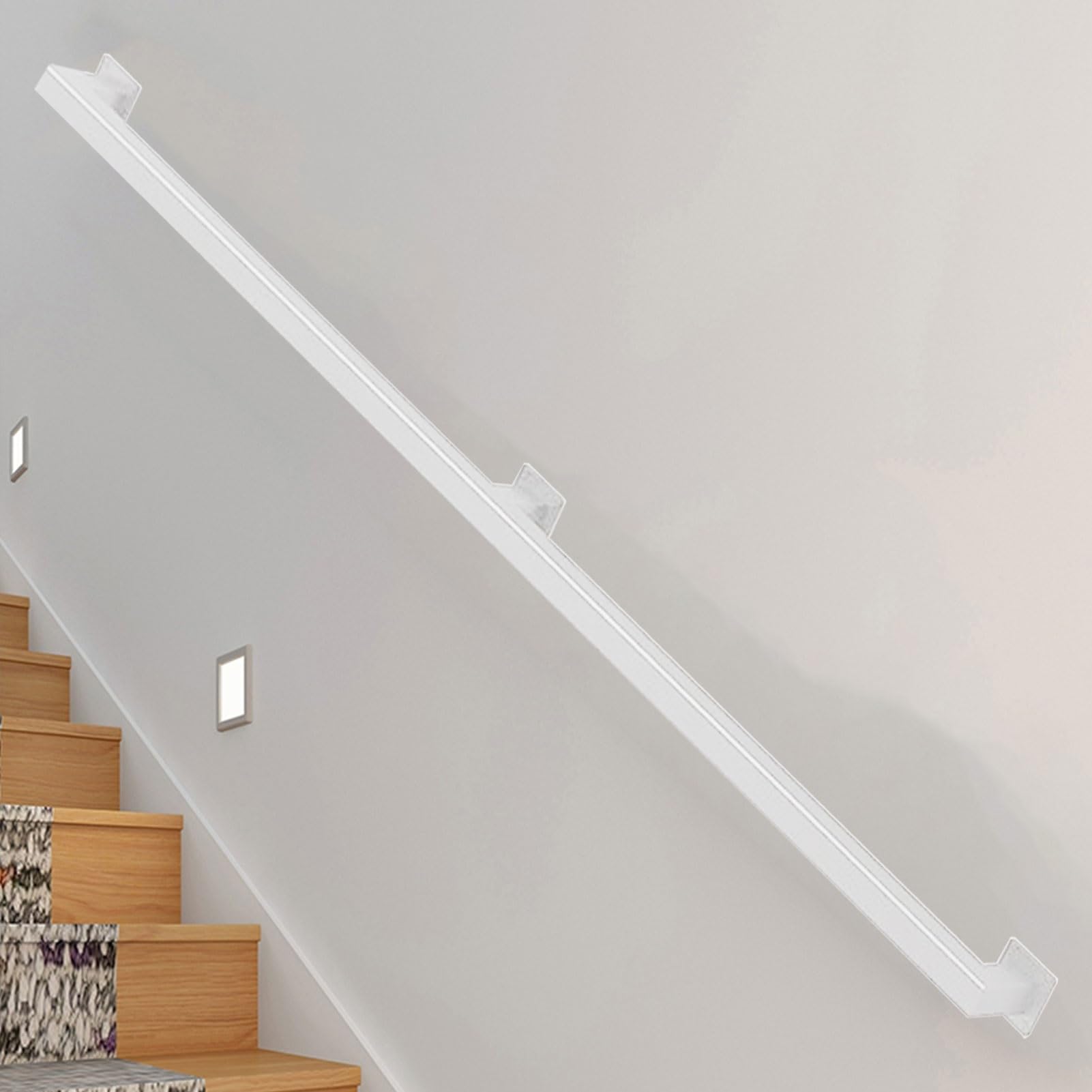 Rampe d'escalier en fer forgé haut de gamme, main courante blanche sur mesure 4m