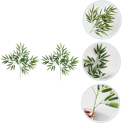 Miniatura 6 de 2 piezas de hojas de bambú artificiales de bambú de utilería decorativas de bambú simulación decoración de plantas guirnalda hojas artesanales tallo