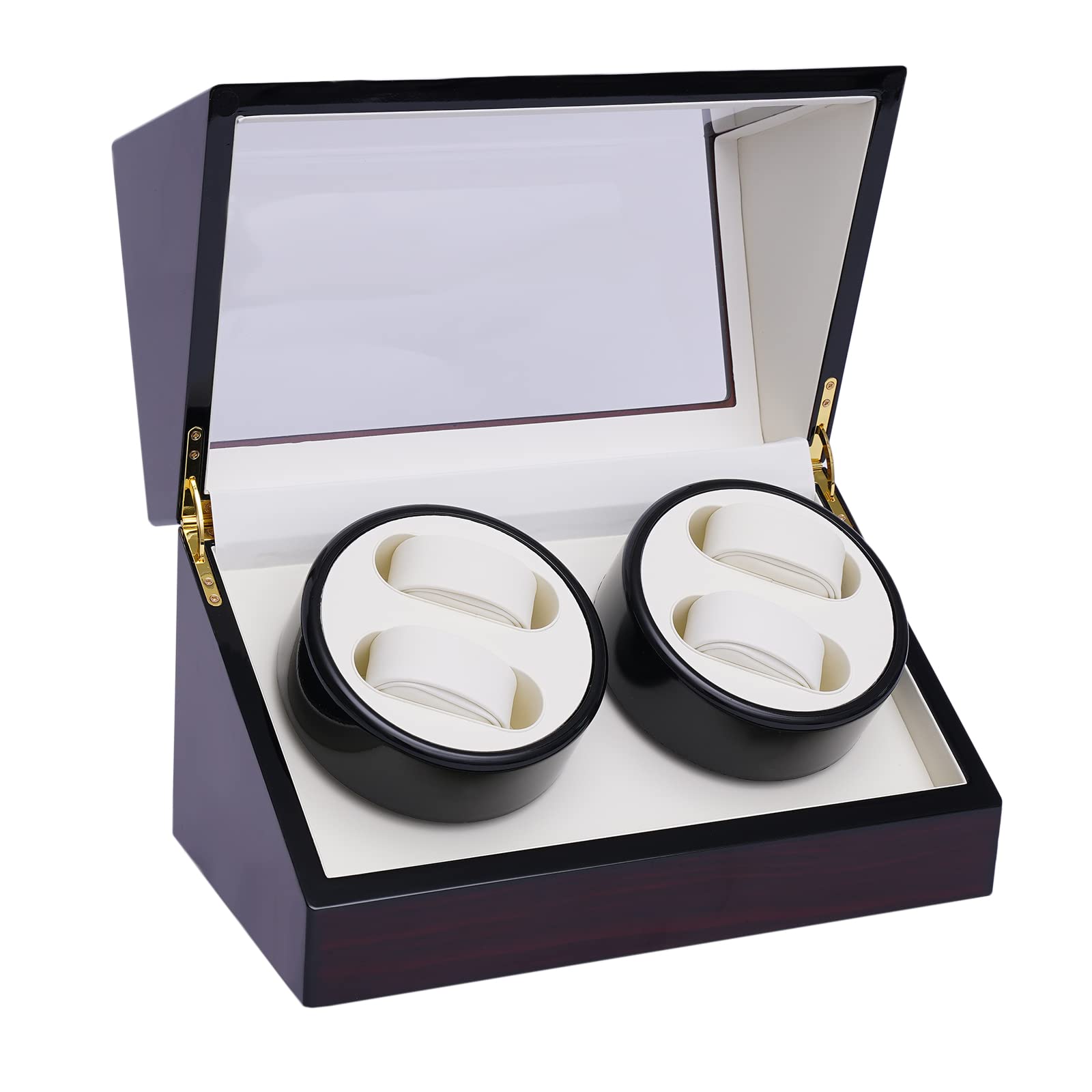 OUKANING Automatische Uhrenbeweger Box Für 4+0/4+6 Uhren, Lackbackverfahren, Automatik Uhrenbox Aus Samtstoff+Mittelfaserplatte, Mit Leisem Motor, Display Box Geschenk