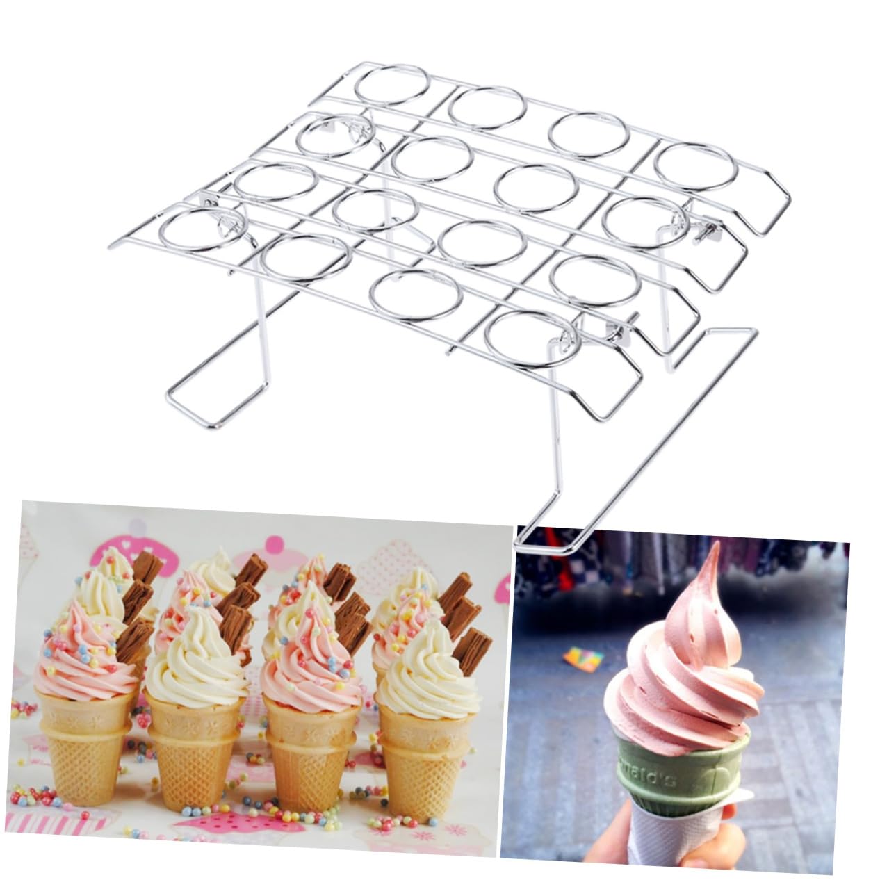 Cabilock Baking Racks Griddle Rack Grill Griddles Barbecue Accessories Griddle Grills Grill for Ice Cream Cone Holder Ice Cream Cone Stand Cupcake Baking Rack Ice Cream Rack Oven Cone Shell
