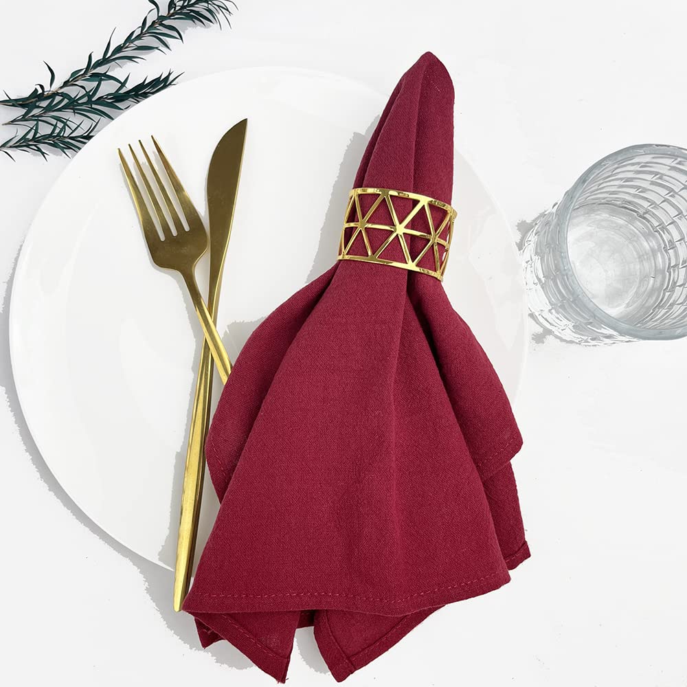 cotton napkins， 6PCS 40X40CM,Dinner Table Serviettes Reusable For Weddings Parties Restaurant(Burgundy)