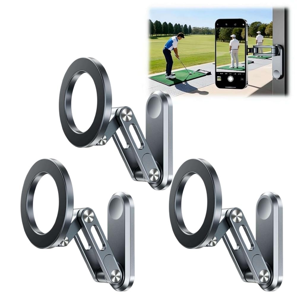 Magnetische Golfwagen-Handyhalterung, 2026 Golfwagen-Zubehör, magnetische Handyhalterung, Vatertagsgolf-Geschenke für Männer, Vater, Ihn, Golfer, Golfzubehör (Grau, 3 Stück)