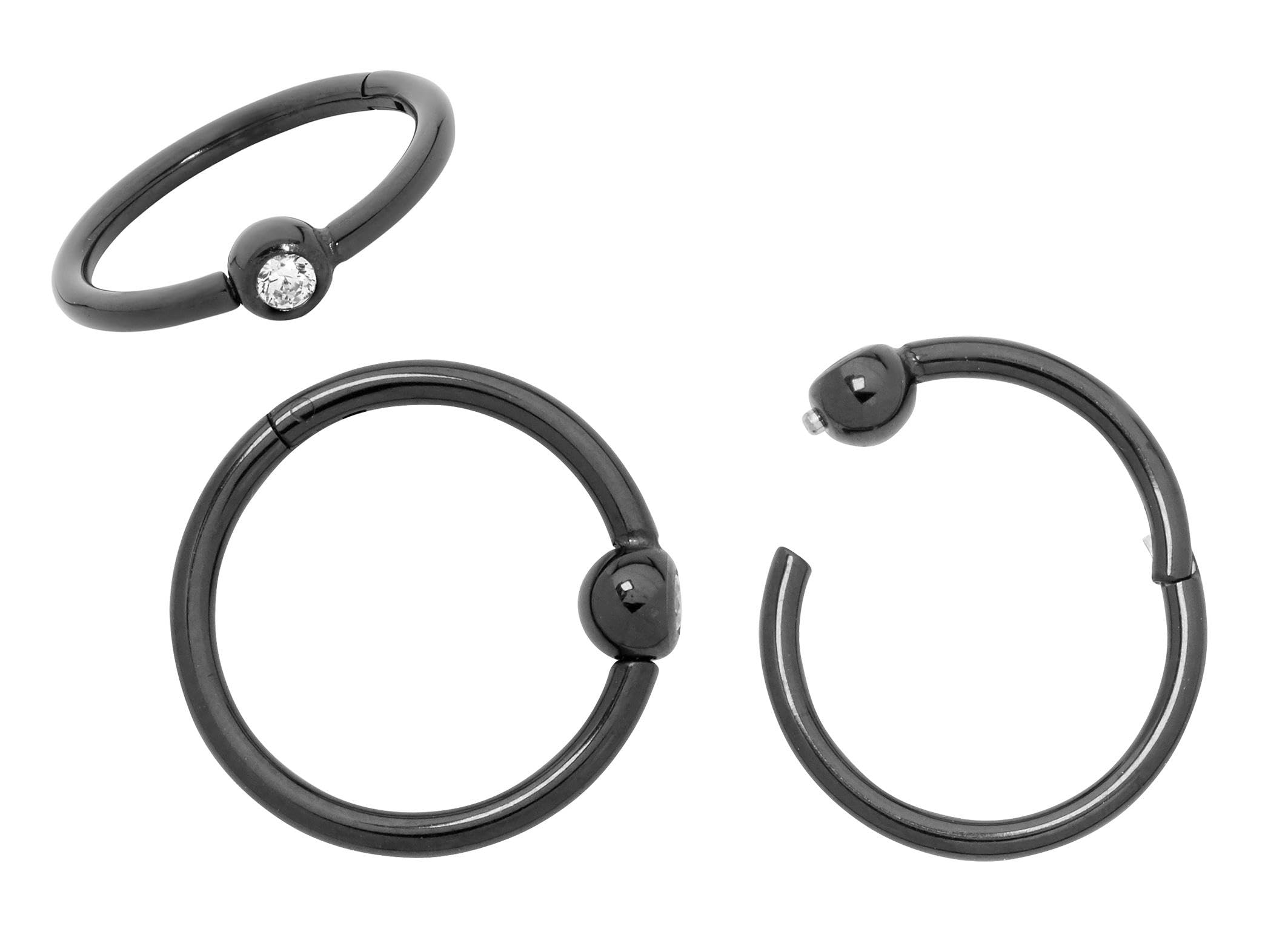 365 Sleepers G23 Titanio Unisex Gema Segmento con bisagras BCR Anillo de cierre de bola Hélice Tragus Septum Nariz Labio Aro Pendiente Joyería piercing del cuerpo