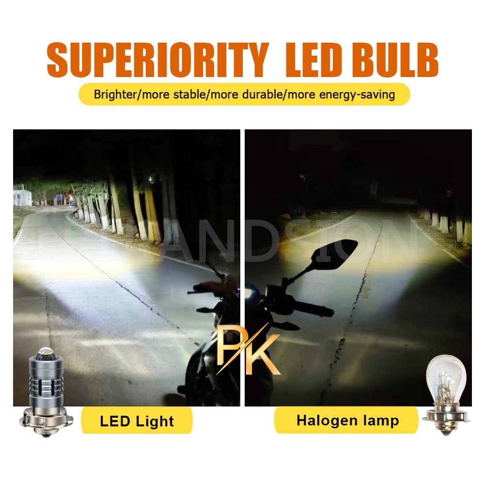Ruiandsion P26S Lampadina LED Moto Faro Bianco AC 12-36V / DC 12-80V Super Luminoso 3000LM Lampadina LED con Lente Proiettore per Moto Faro, Non polarità, Confezione da 1