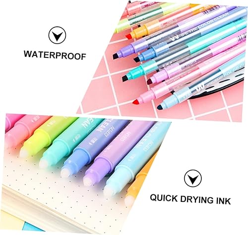 Miniatura 7 de EXCEART Juego de 20 rotuladores borrables y borrables, rotuladores de escritura líquidos, doble cabezal para uso estudiantil