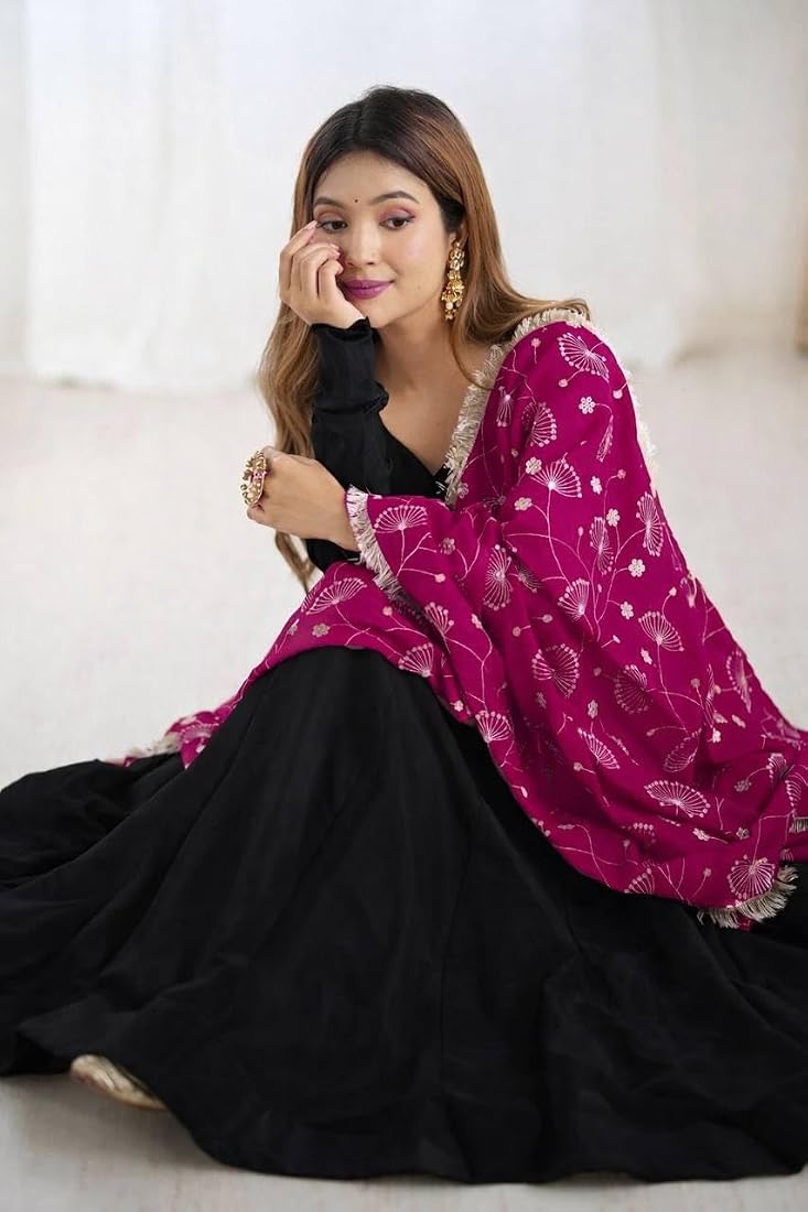 black and pink indian dress BLACK AND PINK INDIAN ETHNIC GIRLS LONG DRESS Available In Two Sizes