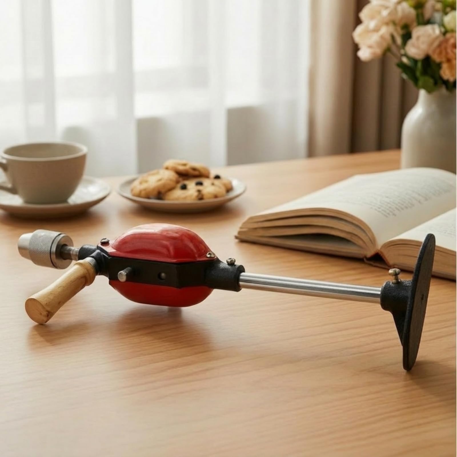TISHITA Taladro Manual de Precisión con Doble Piñón Taladro de Pecho con Empuñaduras Cómodas Berbiquí de Herramienta Manual Versátil Adecuado para Artesanos