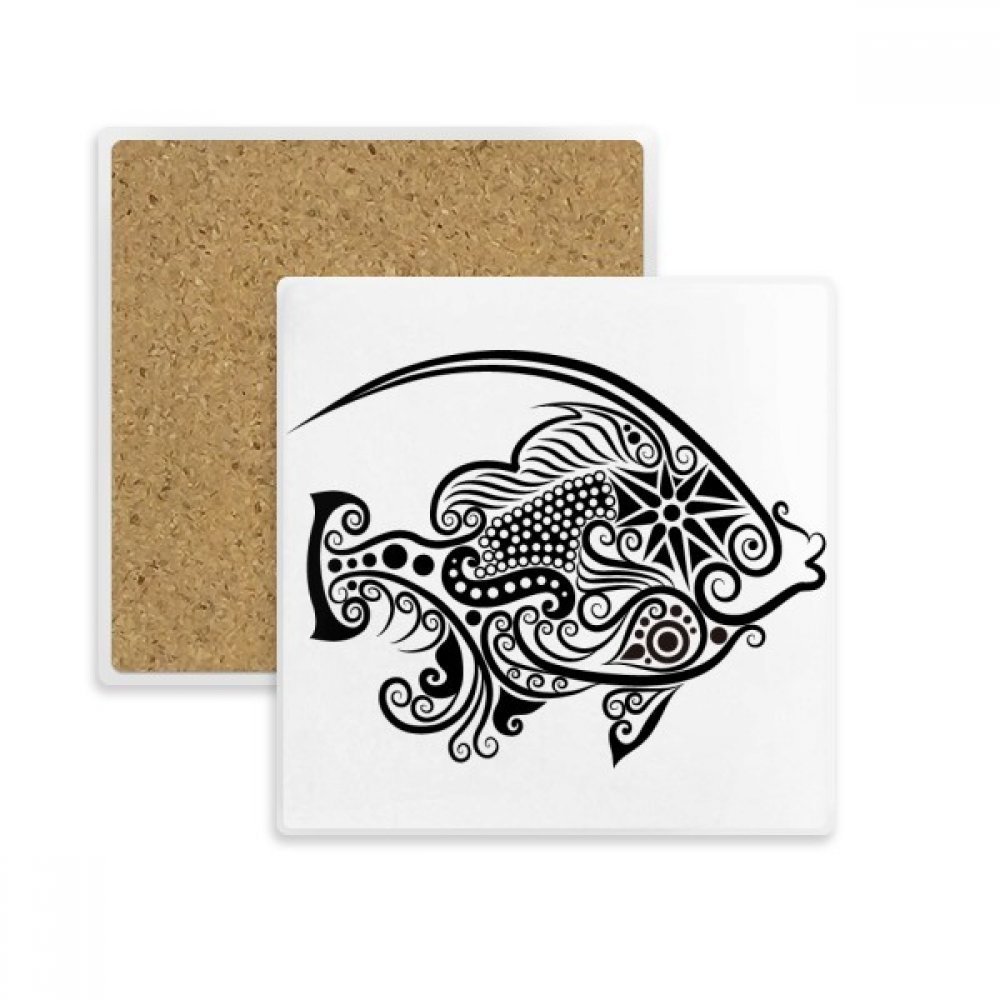 Tasse porte absorbent pierre et coaster poisson carré