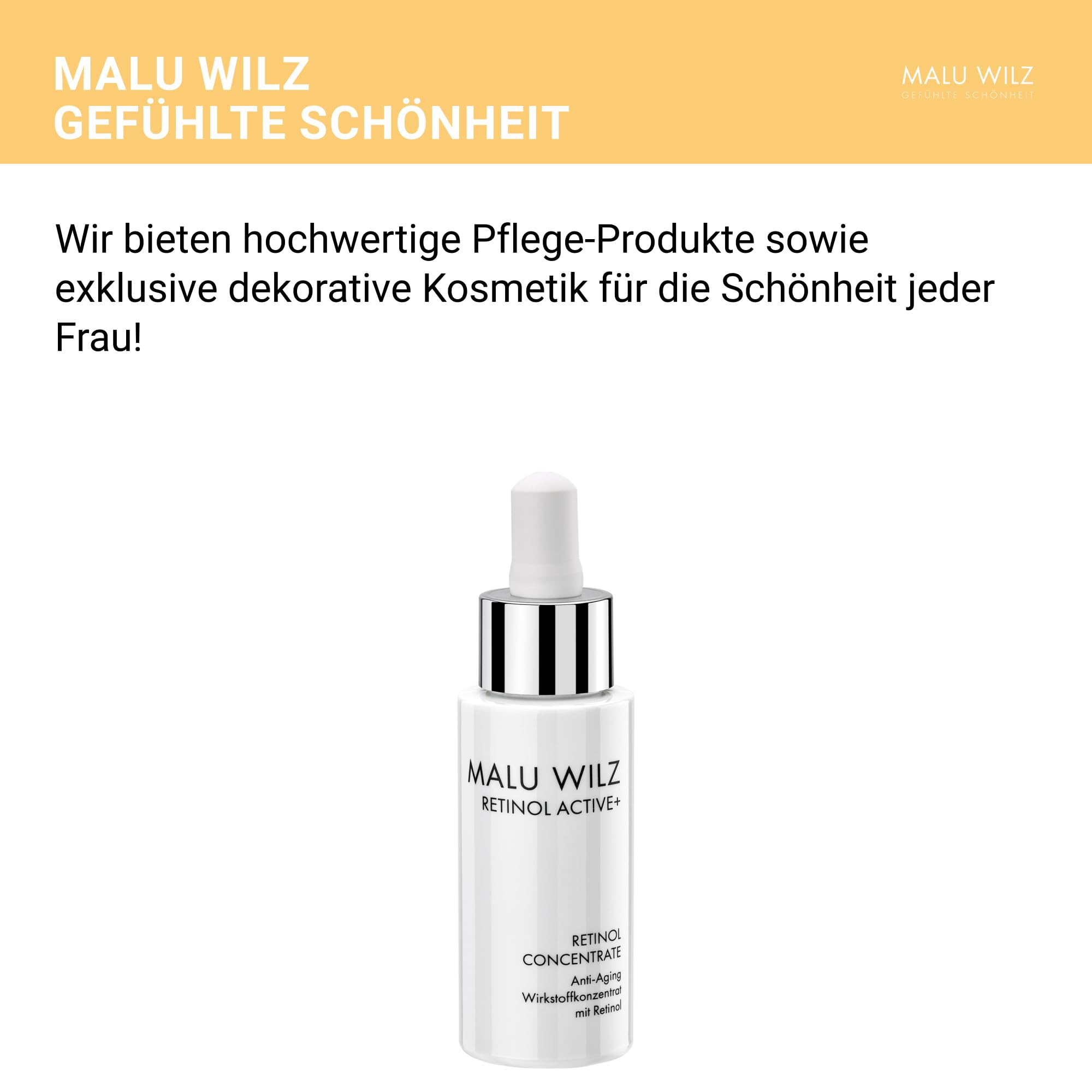 Malu Wilz Retinol Concentrate 30ml - Gesichtspflege mit Retinol für ein ebenmäßiges, feines Hautbild, Vitamin A zur Unterstützung der natürlichen Hautregeneration