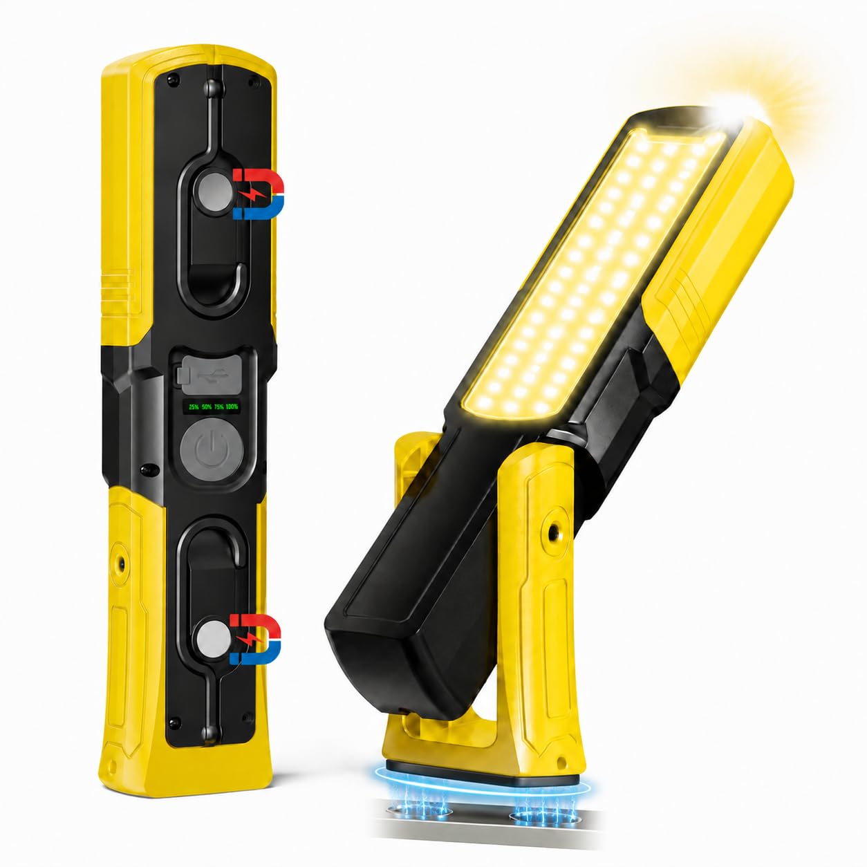 LED Underhood Work Light, 6000mAh Rechargeable Magnetic Flashlight with 5 Modes,180° Rotating Base & Side Magnet, for Mechanics Car Repair BBQ Grill, Ideal Gift for Dad, Men, Him, Husband(1 Pack)-image-11