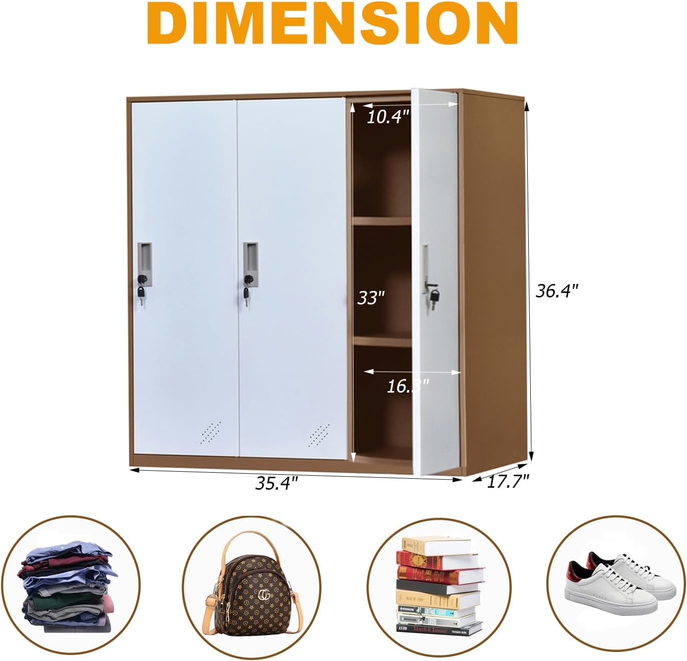 MECOLOR Metal Storage Cabinet Locker with Shelves and Doors, Metal Storage Organizers for Employees, Steel Storage Cabinet for Living Room, Office,Company (3D, White)