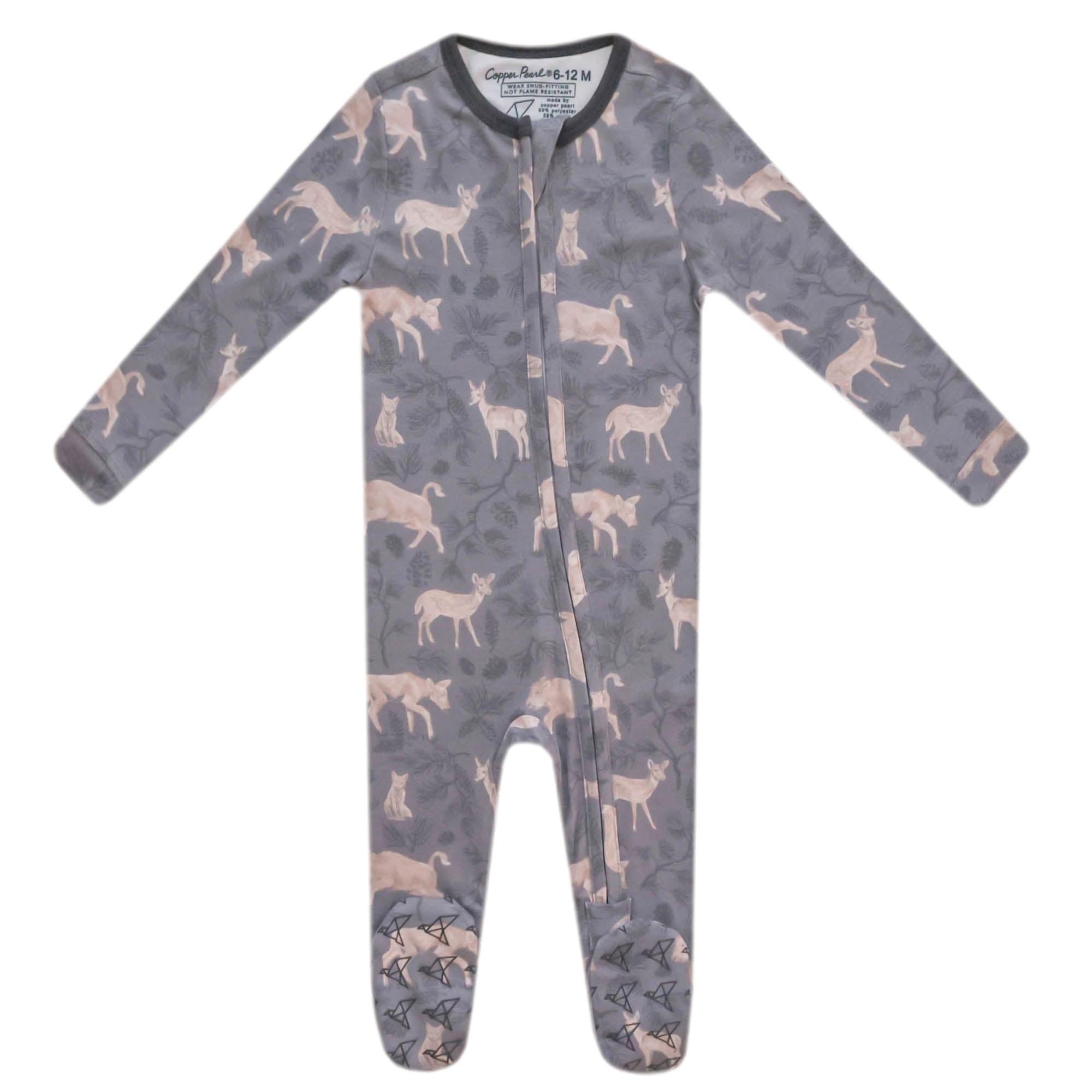 Copper Pearl Baby Zip-Up Footie Pajamas - Soft Stretchy Sleep and Play Footies for Boys and Girls