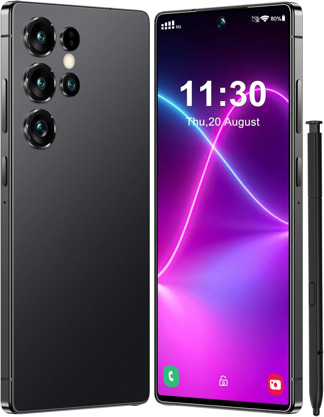 for U25 Ultra Unlocked Phone, 8+256GB Smartphone, Android 13.0,48+108MP Zoom Camera,6.82" HD, 6800mAh,Dual SIM Cell Phone, Dual SIM,Build-in Pen Phone (Black, 8GB+256GB)