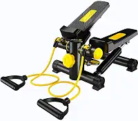 Mini Stepper Aeróbico Portátil, Simulador de Caminhada, Exercitador de Pernas com Pedais Antiderrapantes, Preto e Amarelo, Equipamento de Ginástica para Casa