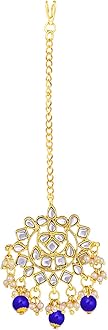 Aheli Elegant Indian Wedding Wear Faux Kundan Studded Choker Necklace with Maang Tikka Set Ethnic Fashion Jewelry for Women