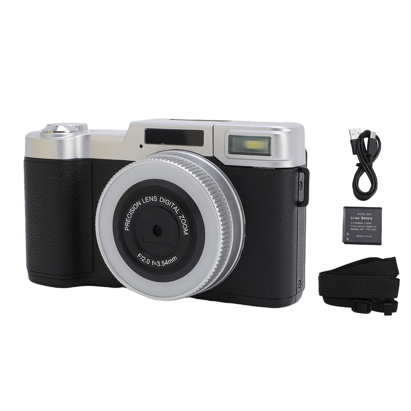 Fabater Fotocamera Digitale 4K per Fotografia Autofocus, Fotocamera per Vlogging da 64 MP per Fotografia con Schermo Flip da 180 Gradi da 2,8 Pollici, da Viaggio Compatta per (BLACK)