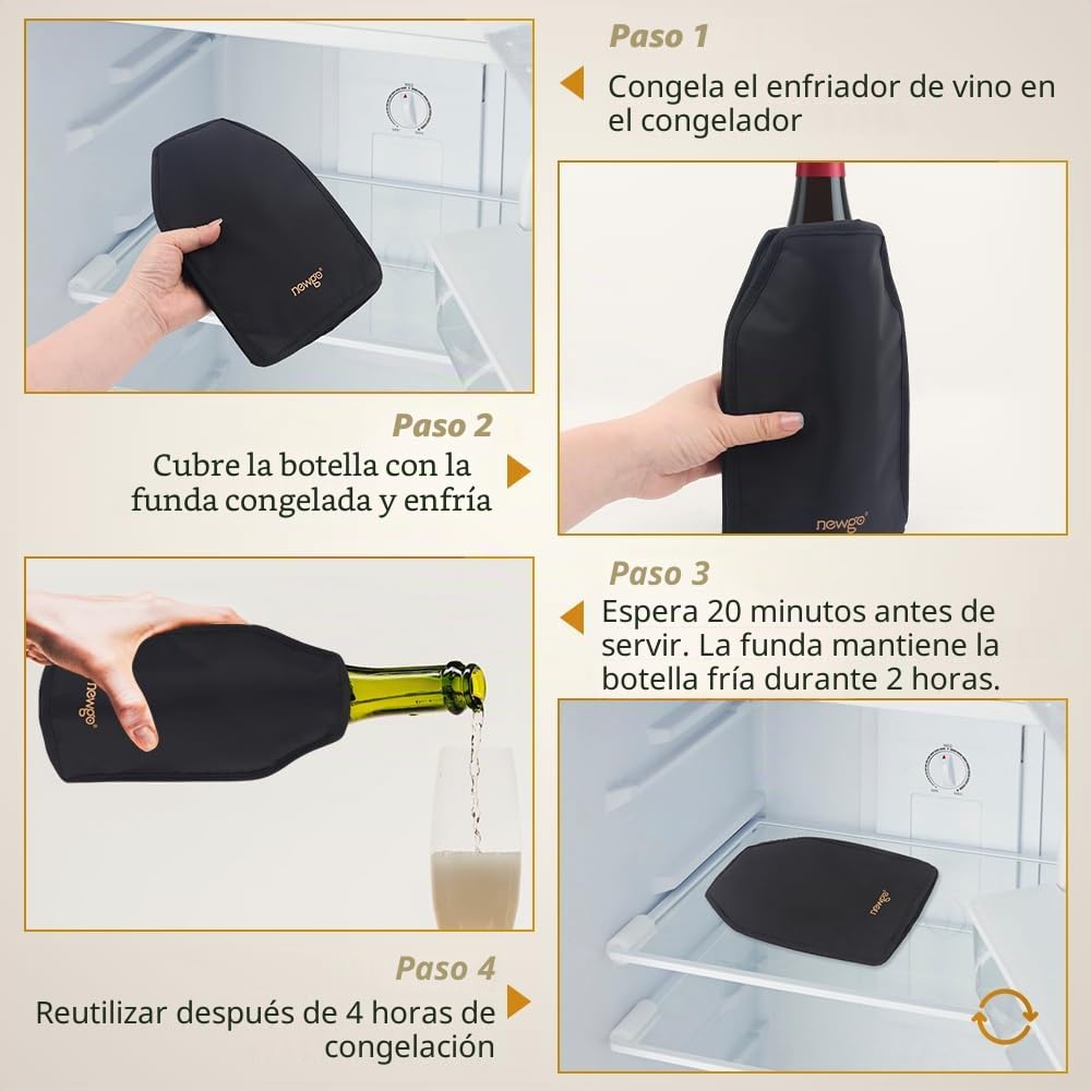 NEWGO Funda refrigeradora para botellas de vino o champán, de tela repelente al agua reutilizable y flexible, Funda para botella de vino Holiday