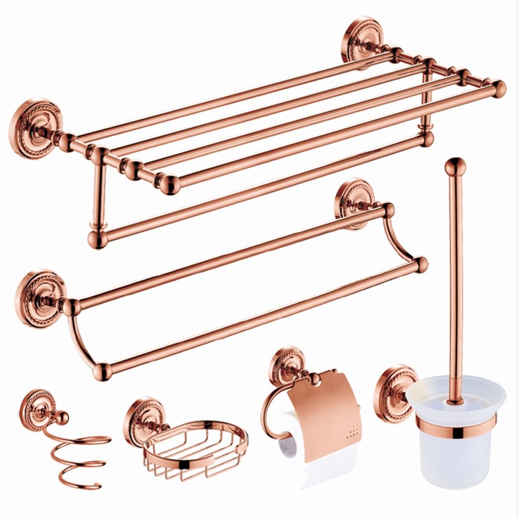 Porte-serviettes en cuivre or rose et accessoires de suspension murale pour salle de bain