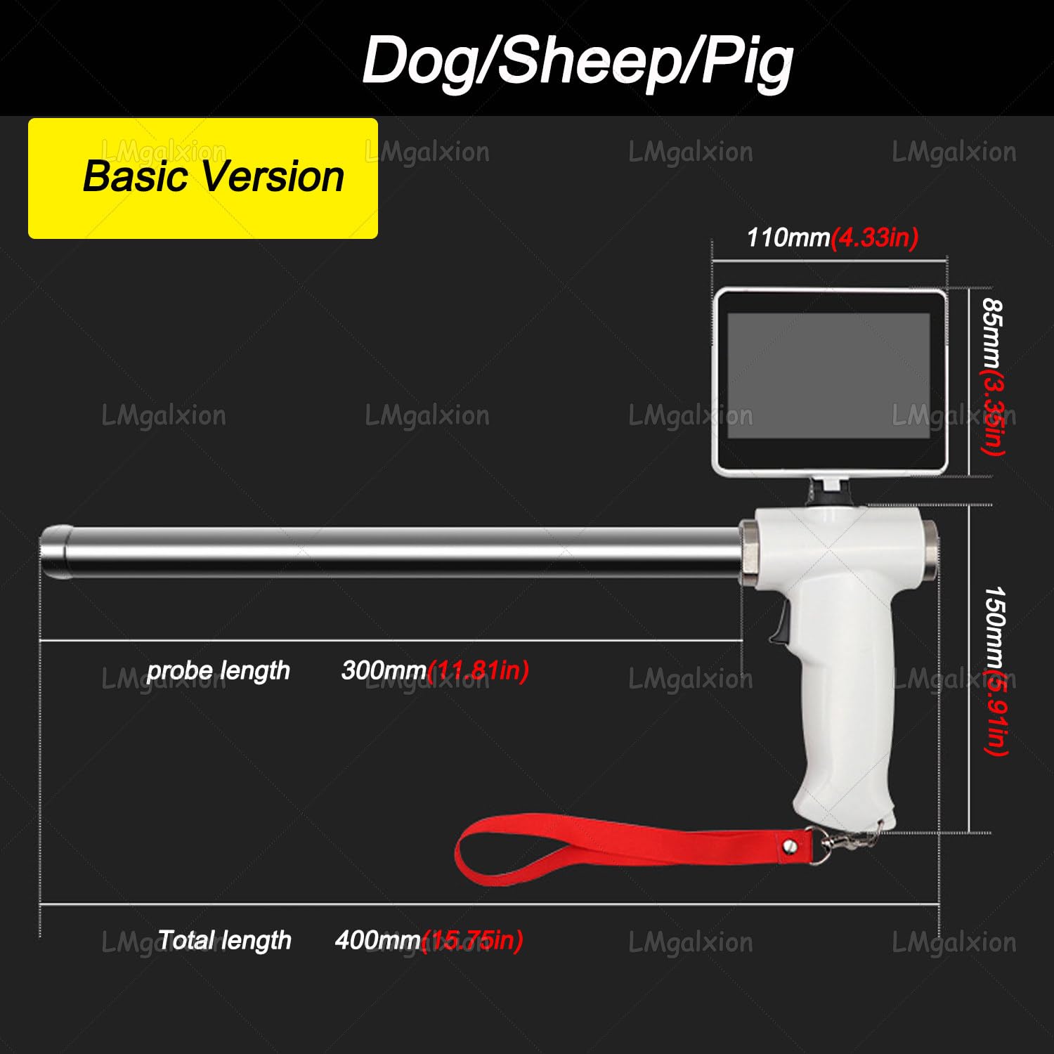 Veterinary Visual Ai Gun, regulowany ekran 4,3 cala, wodoodporna kamera HD, przenośne urządzenie do sztucznej inseminacji dla bydła, koni, świni, owiec, zestaw narzędzi do hodowli psów krów / koni