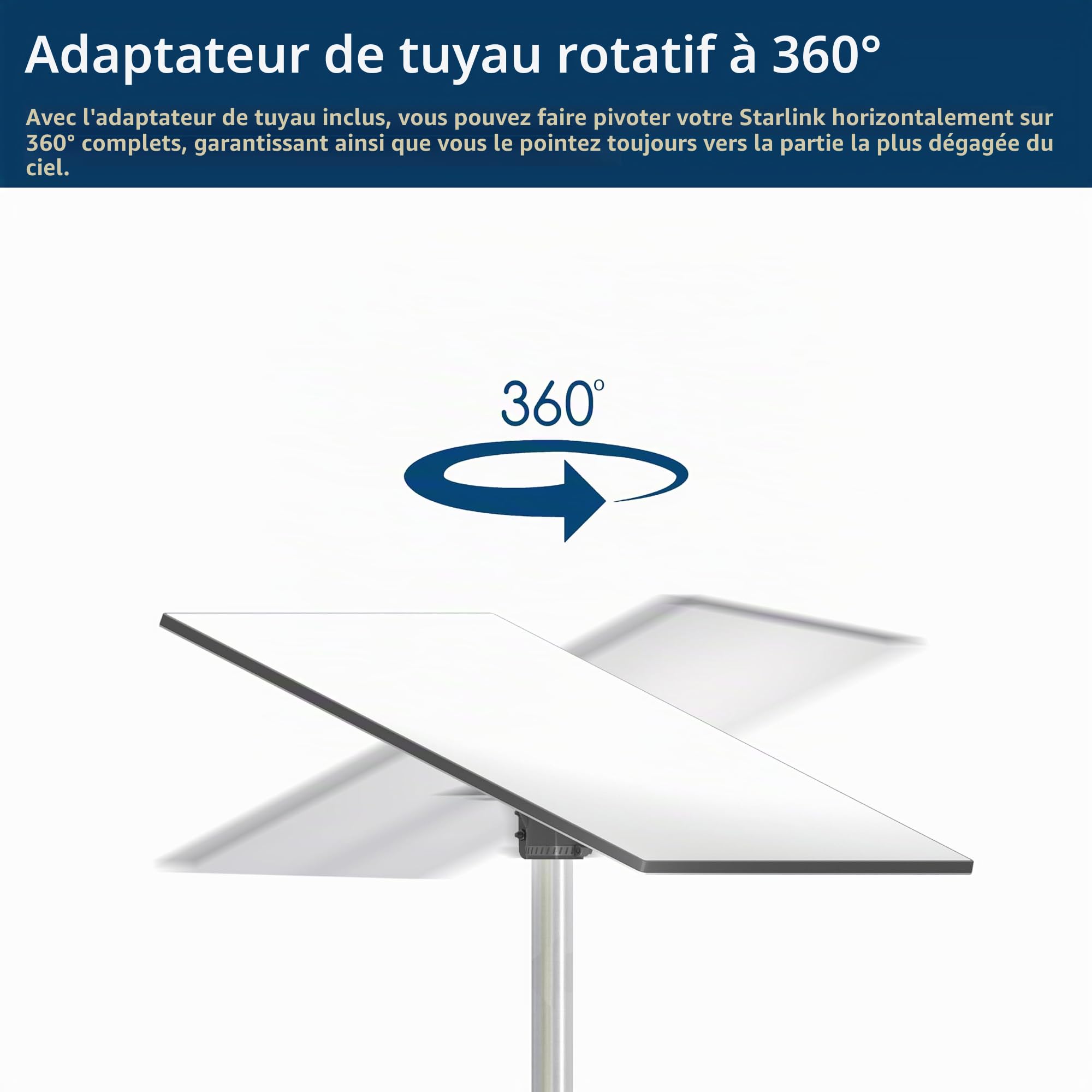 Starlink Support Mural V3 Standard Wall Mount Long Gen 3 Fixation Avec Adaptateur de tuyau Réglable à 360°