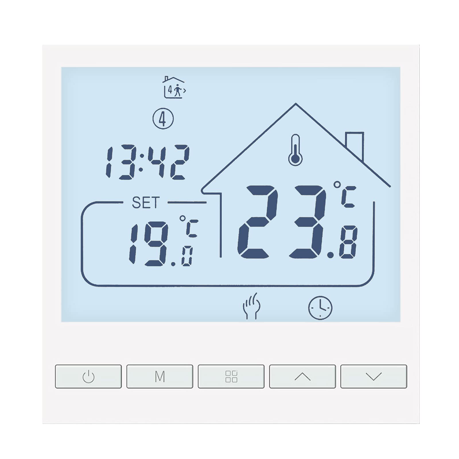 Beok Controls Water Heating Digital Programmable Heating Thermostat, Underfloor Heating Room Thermostat For Water-Based Floor Heating, Temperature Controller Wall Thermostat, 230V 3A, Tol47-Wp (Non-Wifi)