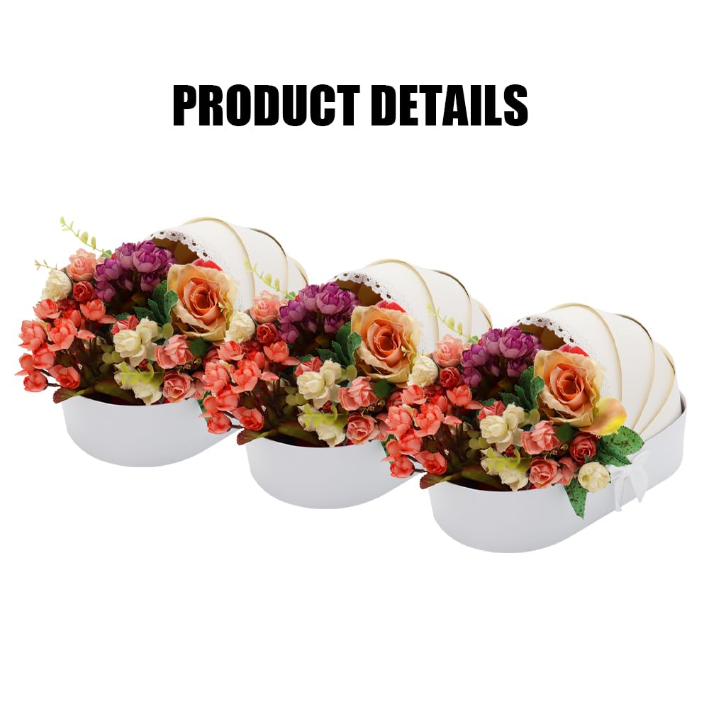 Cesta de regalo para bebé, paquete de 3 piezas, fresas dulces bañadas en flores, fiesta de revelación de género para baby shower (blanco, 14.3 pulgadas de largo x 8.5 pulgadas de ancho x 3.2 pulgadas