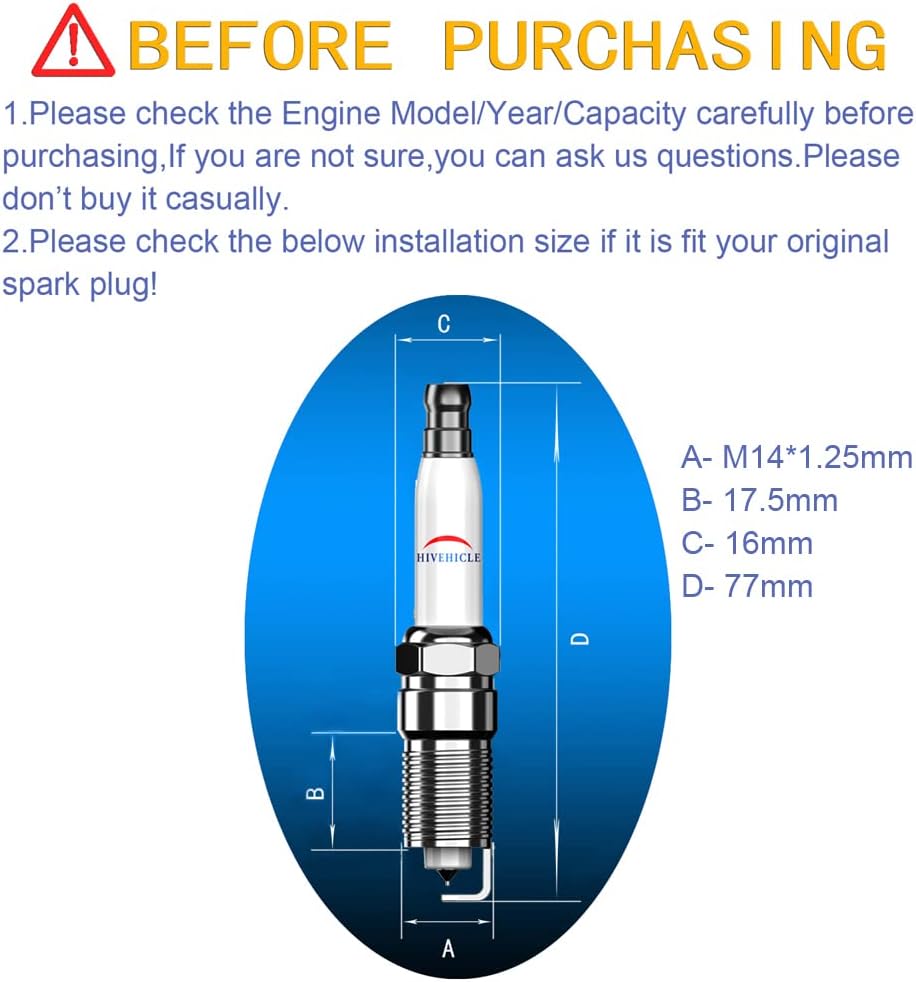 HiVehicle New Iridium Spark Plug OE19299585 41 962 - Specially For Chevrolet, GMC, Cadillac, Buick,Hummer,Oldsmobile,Pontiac,8pcs set.