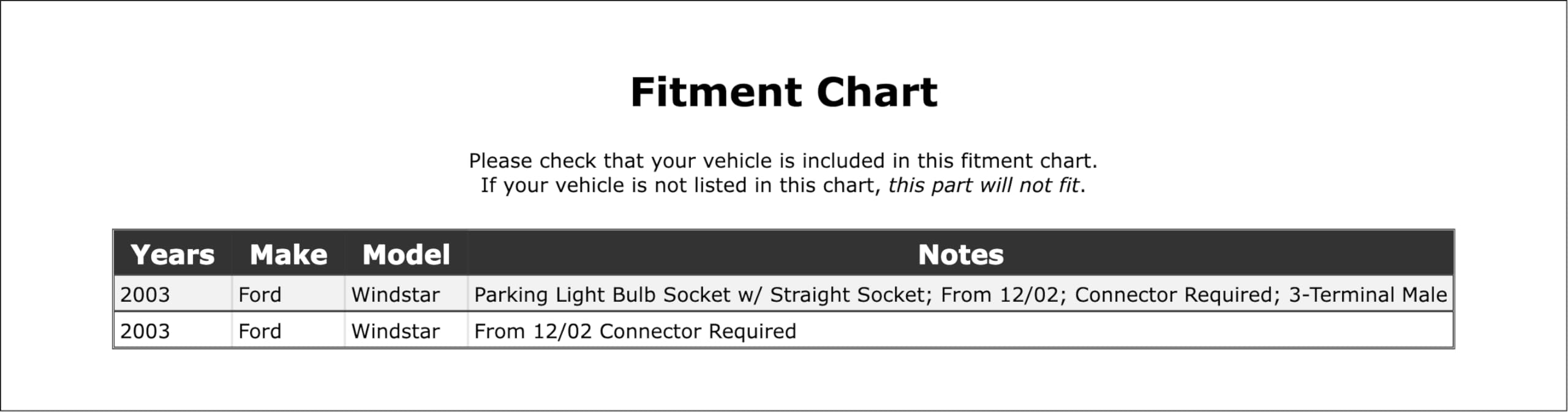 Front Parking Light Bulb Socket Compatible With Ford Windstar 2003 P-2582011