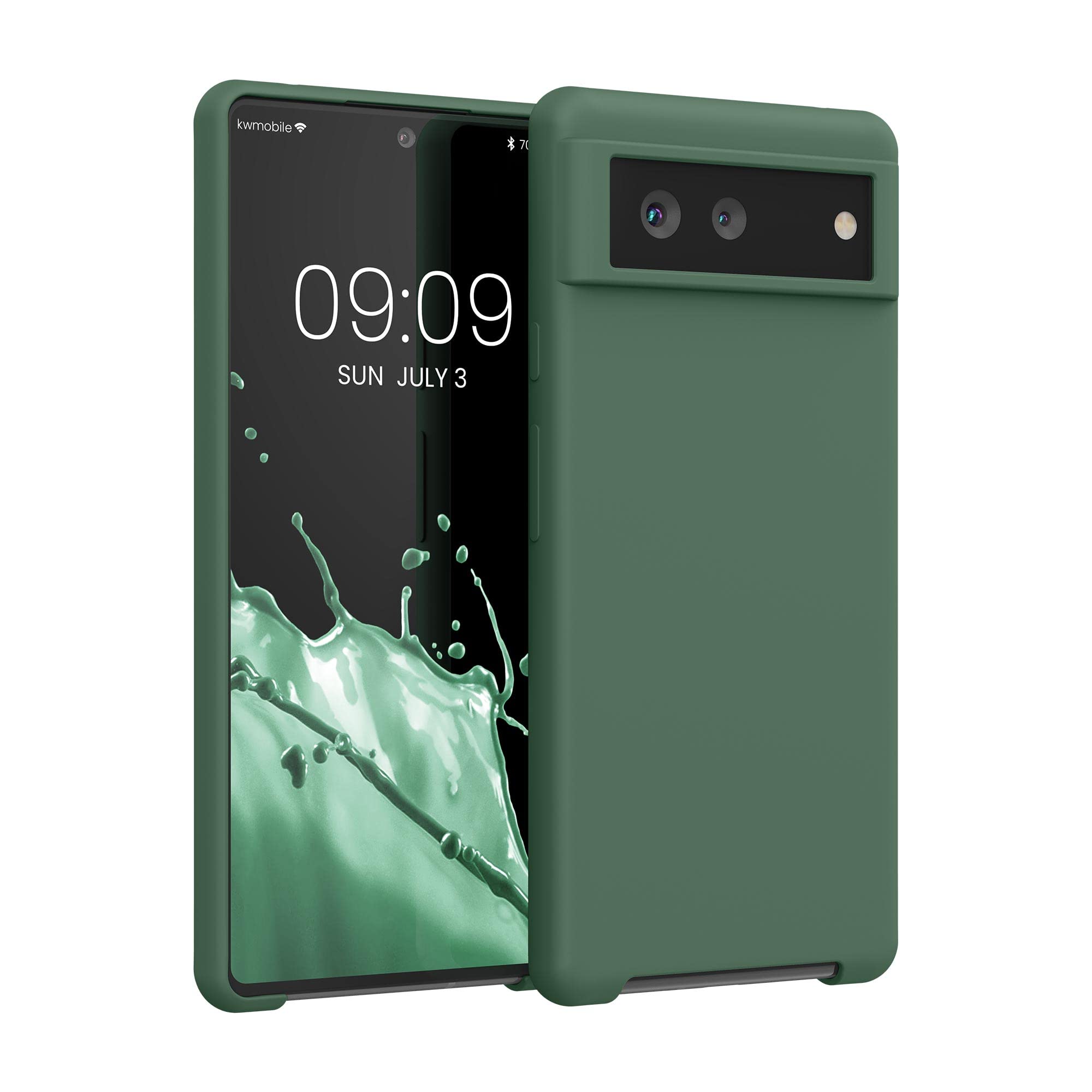 kwmobile Case for Google Pixel 6 Case - Soft Cover - Shockproof Silicone - Wireless Charging Forest Green