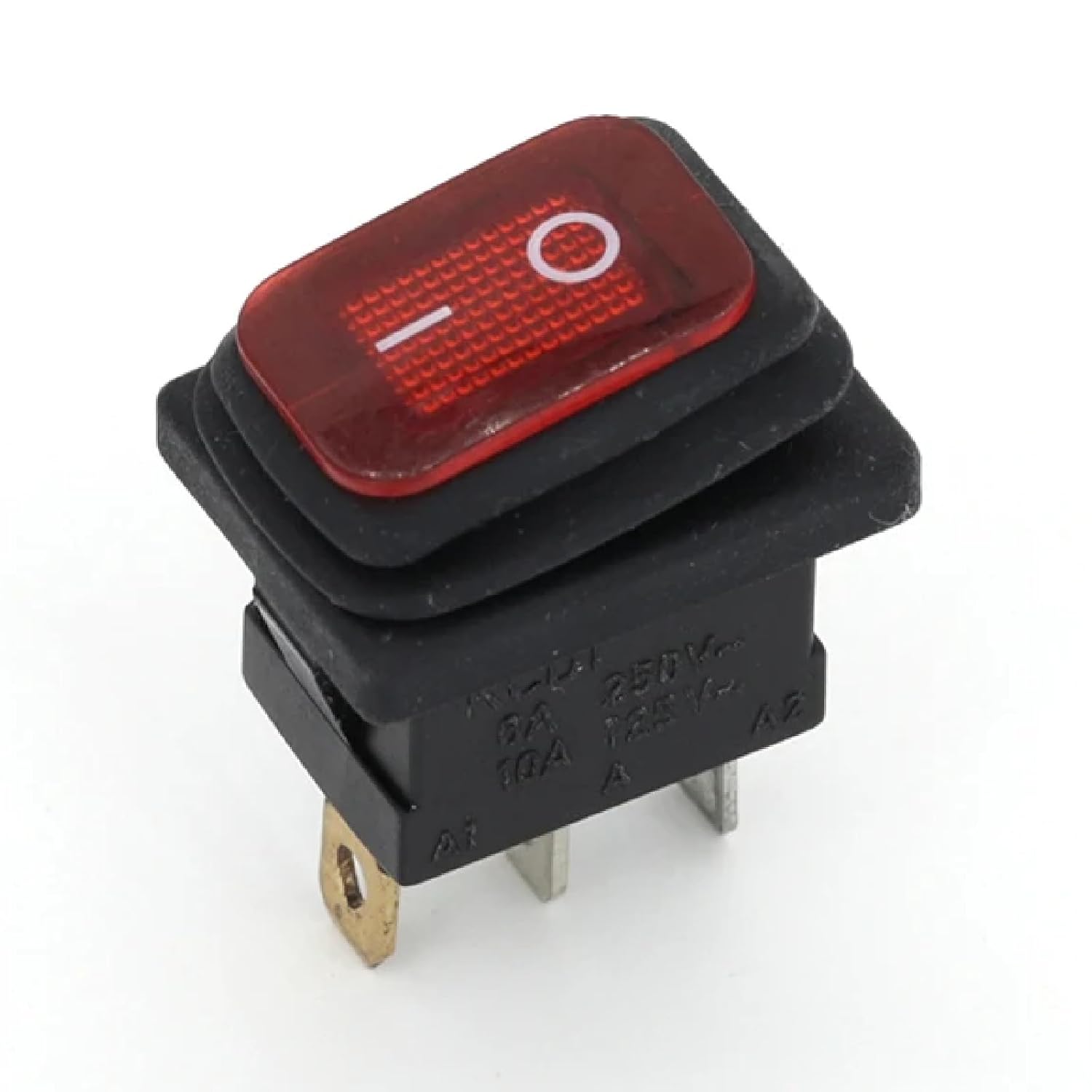 Rocker Switch, On/Off Toggle Button with LED Indicator Light, Black, Waterproof, Oil-Proof, Dust-Proof, 3-Pin Design (Black Light 3PIN)