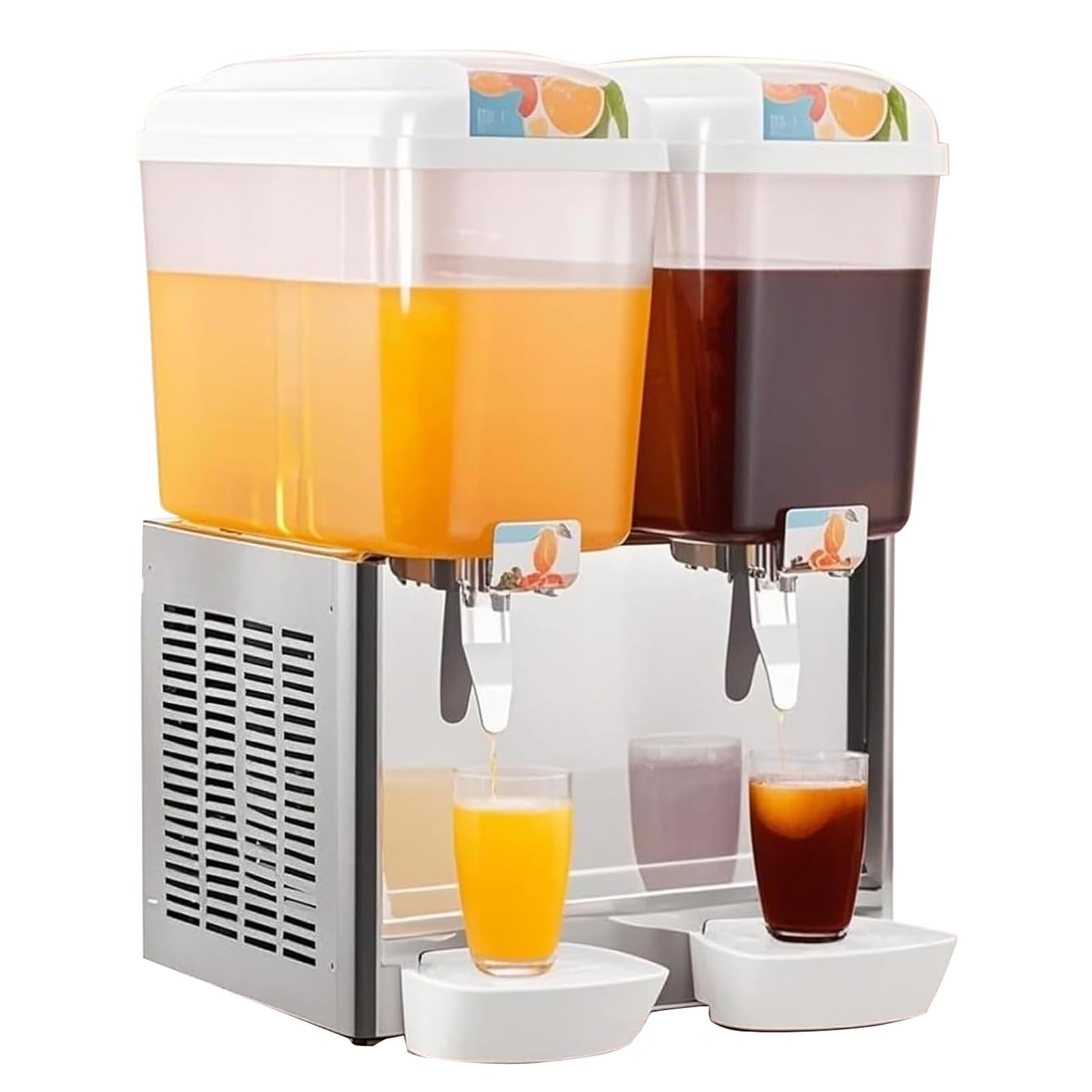 Dispensador de jugo de acero inoxidable de 18 litros, dispensador de bebidas refrigerado de 280 W para restaurante, barra de jugos, uso doméstico