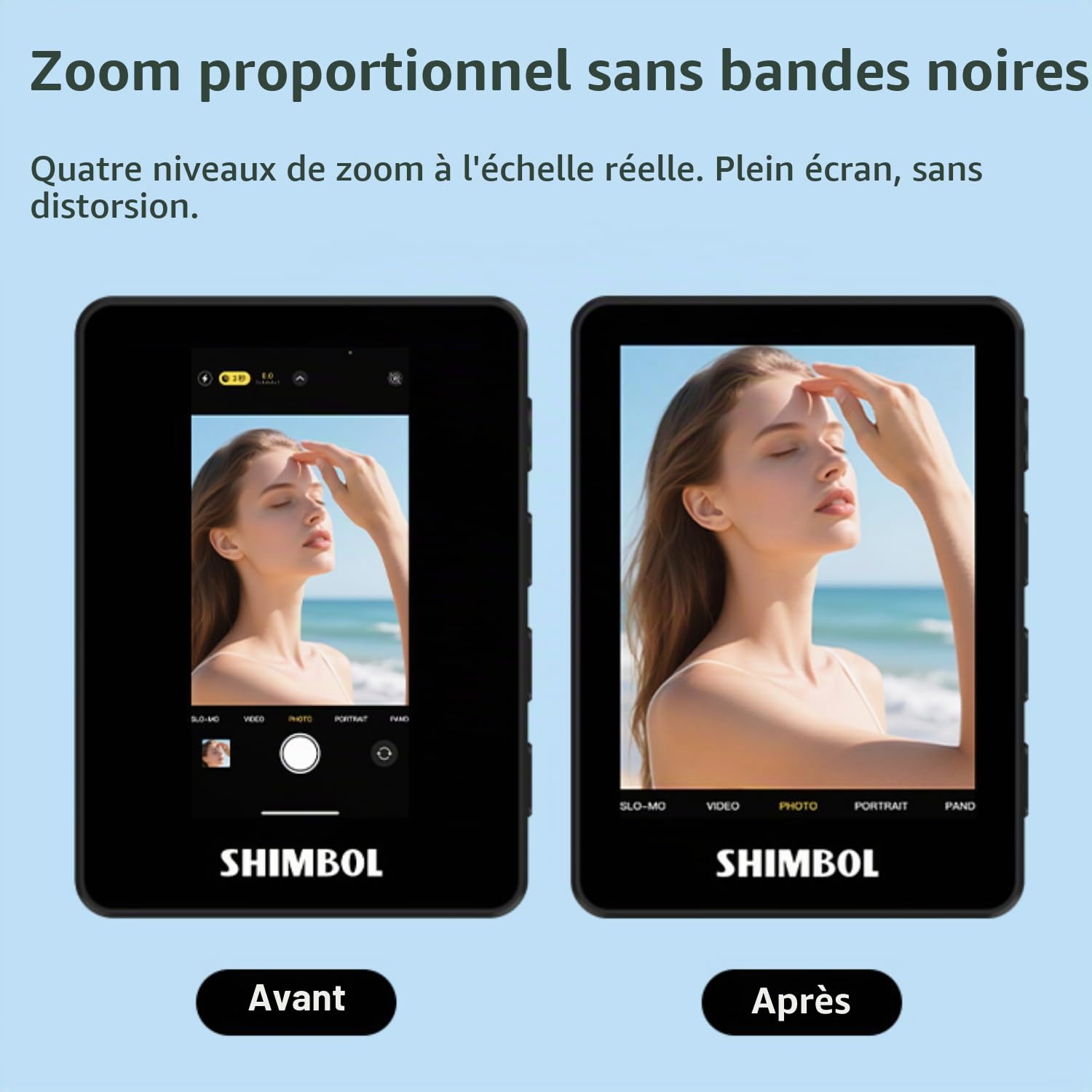 SHIMBOL CP5 Mini 2 Selfie Monitor Screen – Écran externe pour appareil photo arrière de smartphone, écran Vlog 2,4" pour iPhone & Android, connexion 30 m, zoom 4x, obturateur Bluetooth (noir)