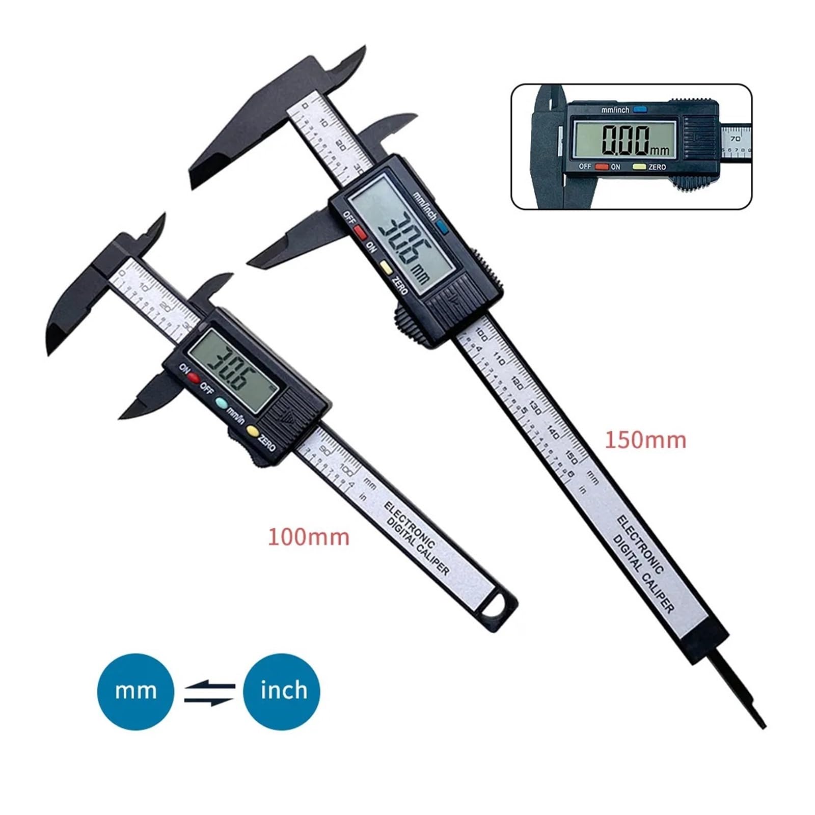 Suwmiarki cyfrowe 100 mm 150 mm Suwmiarka cyfrowa elektroniczna 6-calowa suwmiarka z włókna węglowego Mikrometr Narzędzie pomiarowe Linijka cyfrowa Suwmiarka cyfrowa