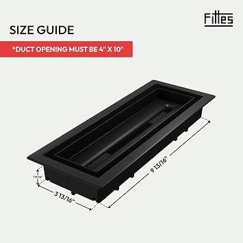 Fittes Framed Floor Vent [Lite] - 4x10 - Matte Black - 1 Pack | ABS Plastic, Minimalist Design, HVAC Compatible, Single Channel Airflow, Customizable with any flooring material, DIY Install