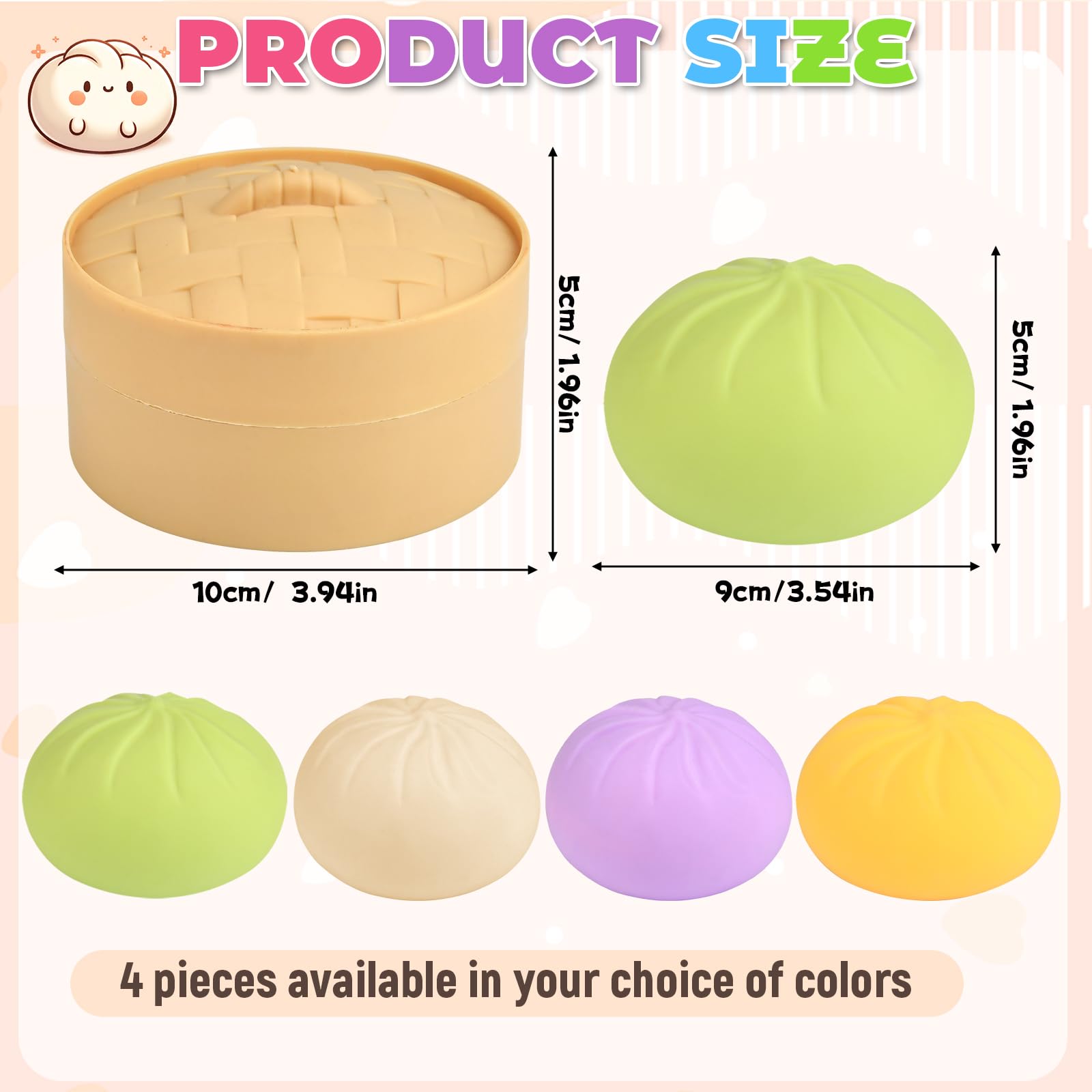 4 Pcs Dumpling Squishy Toys, Taba Squishy for Easter Gifts Fufu Squishy Fidget Toys for Kids & Adults Anxiety Stress Relief - Image 2