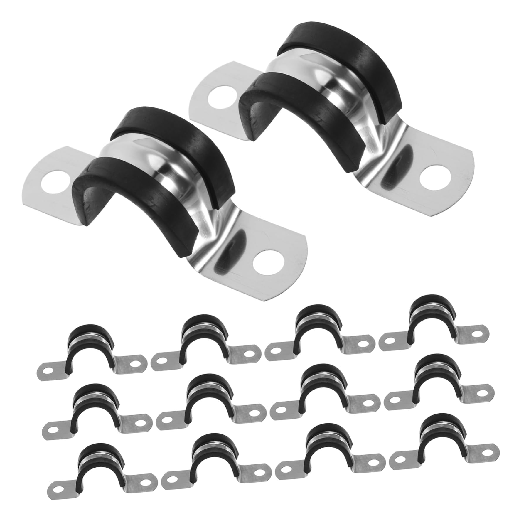 STOBAZA Sturdy Stainless Steel U-clips 20 Pack Small Hoses Clamp Pipe Clamps Vibration Resistance for Cable