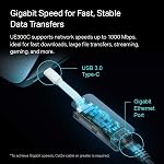 TP-Link USB C to Ethernet Adapter (UE300C) - J45 to USB C [Thunderbolt 3/4 Compatible] Type-C Gigabit Ethernet LAN Network Adapter, Compatible with Apple MacBook Pro 2017-2023, MacBook Air, and More