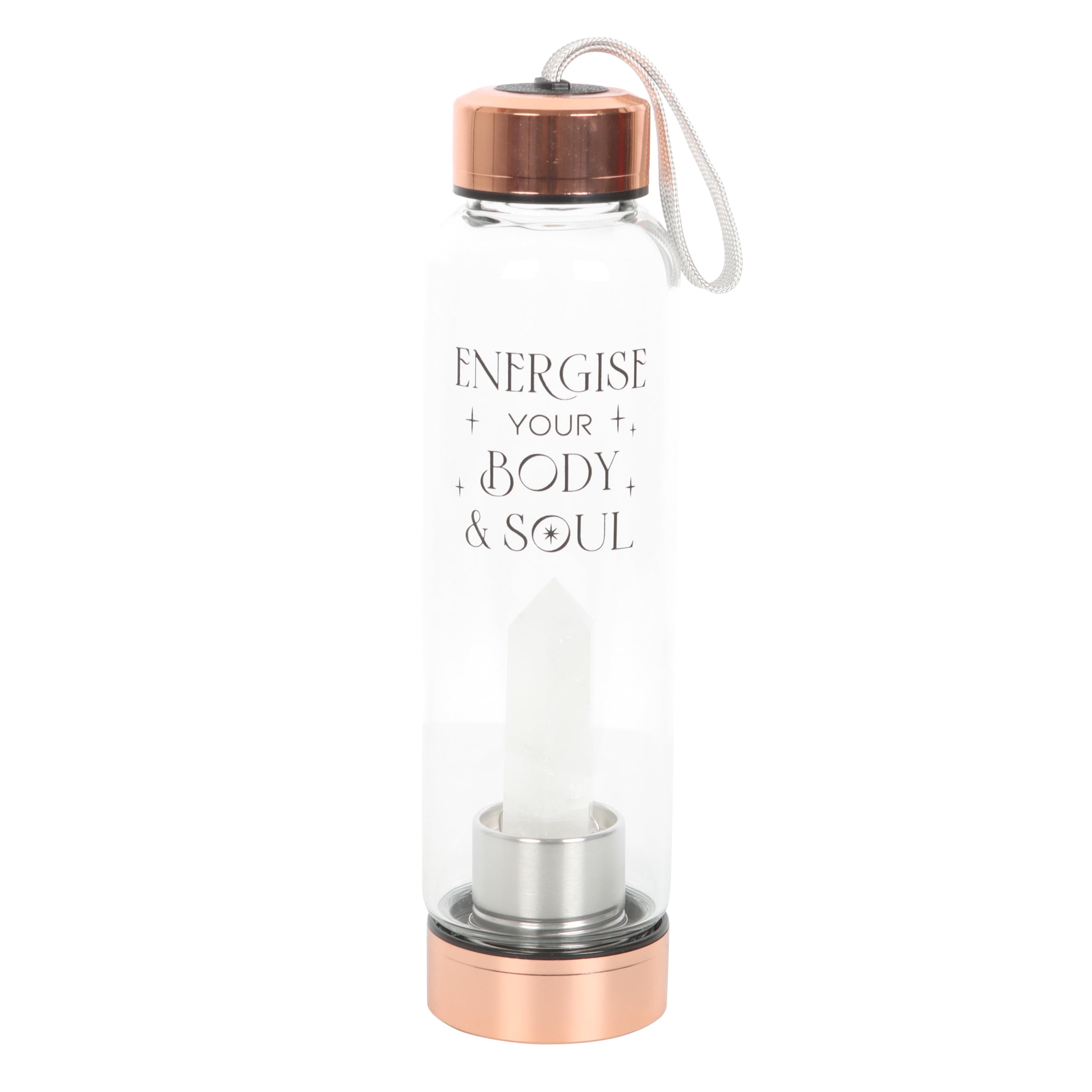 Something Different Wholesale Clear Quartz Crystal-Infused Glass Water Bottle - Energise Your Body And Soul With Trendy Stainless Steel Base