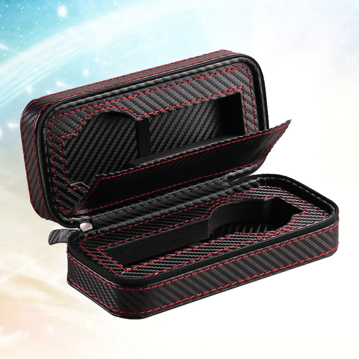 Veemoon Portable Zippered Watch Organizer Case, PU Travel Storage Two Slot