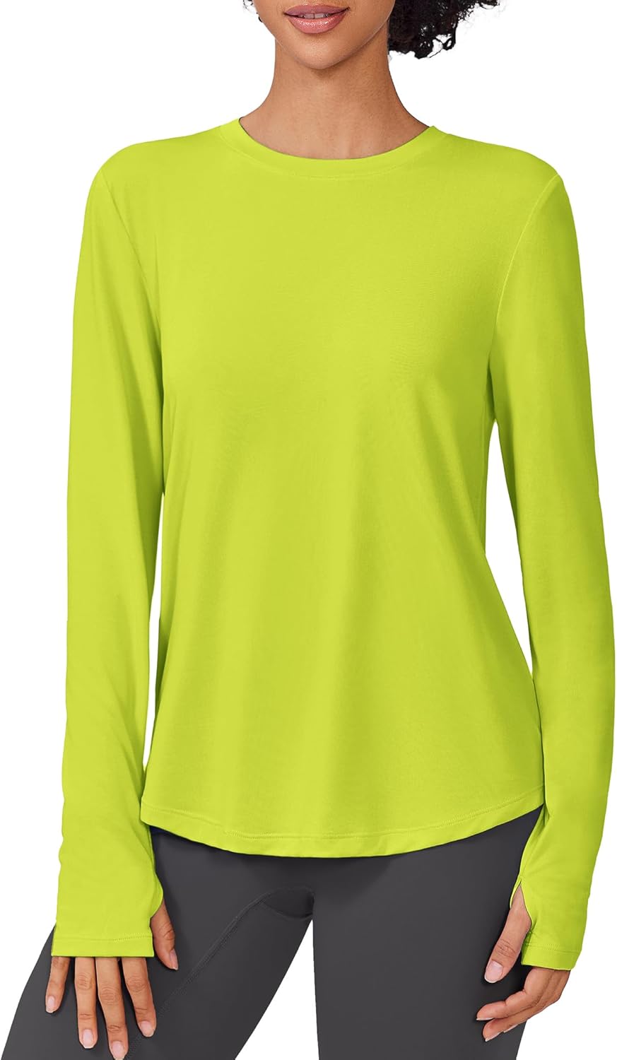 PINSPARK Soft Long Sleeve Workout Tops for Women Thumb Holes UV Sun Protection Quick Dry Golf Running Hiking Rash Shirts