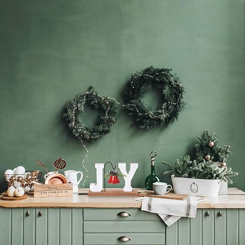 Miniatura 5 de Decoración navideña de madera alegre, letrero de madera con campana, adorno de mesa rústico, centro de mesa de granja, decoración de bloque