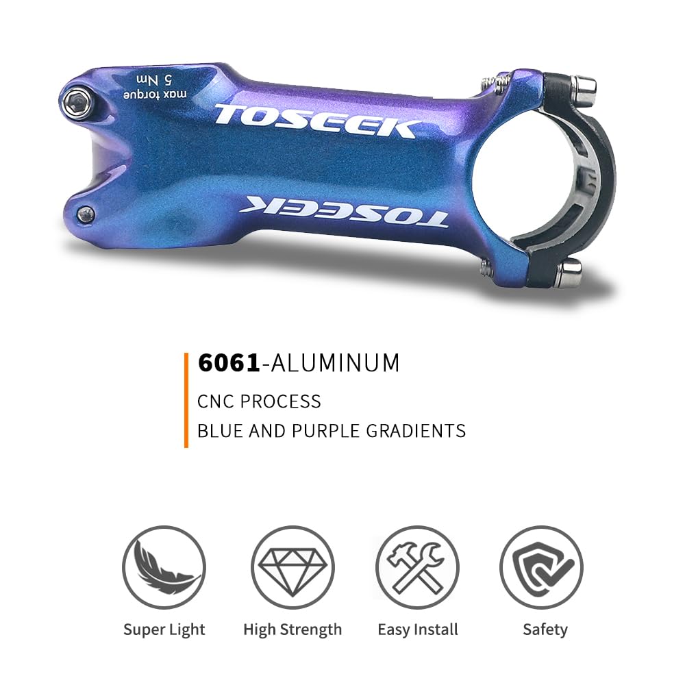 Attacco Manubrio MTB Attacco Manubrio Bici Blu for 31,8 mm Accessori for Ciclismo ad Alta Resistenza in Lega di Alluminio for Bicicletta da